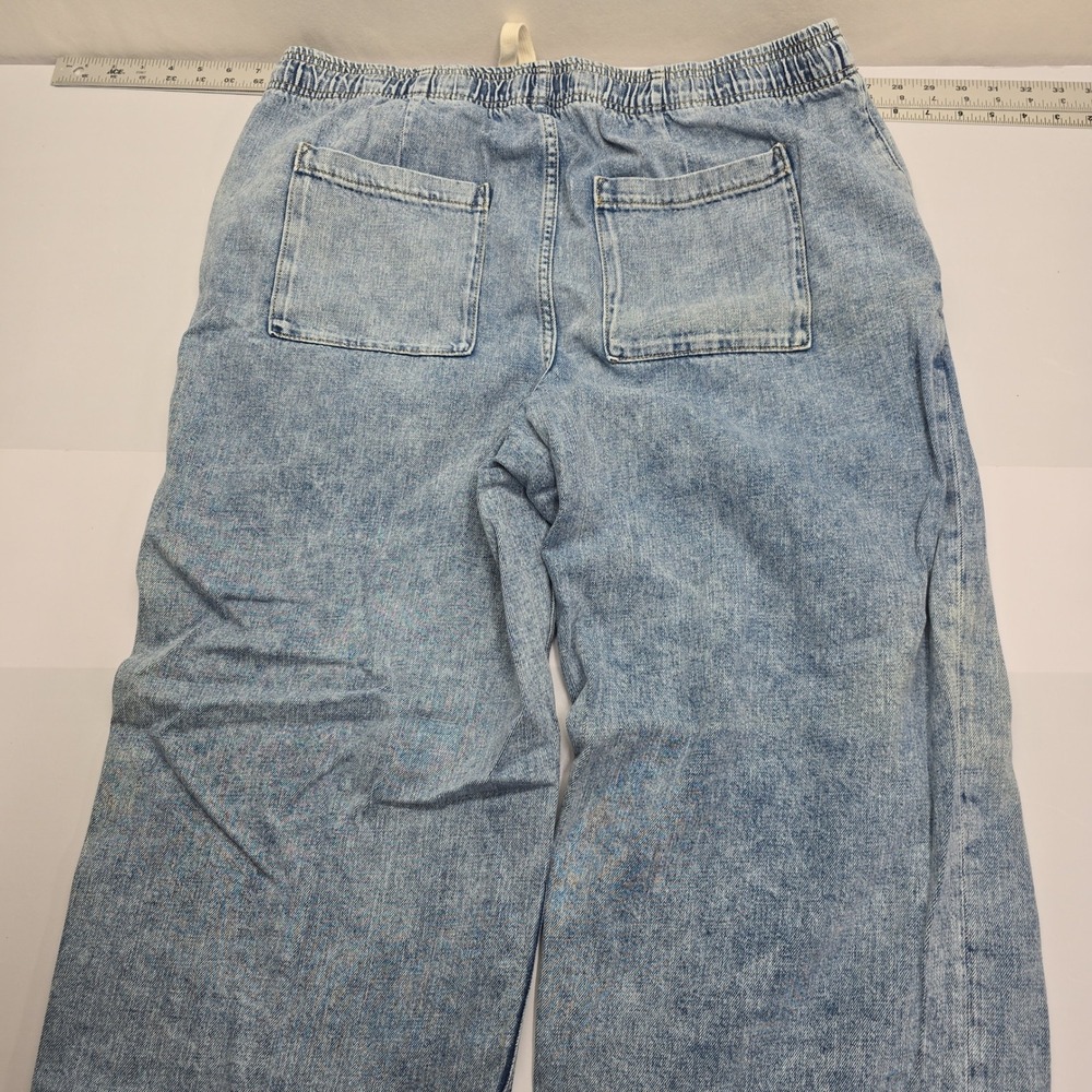 Gap Denim High Rise Wide Leg Light Wash Drawstring Pants XL Blue Acid Wash - Picture 3 of 7